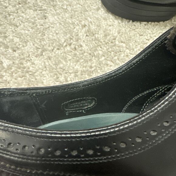 Vintage 70s Men's Florsheim Imperial Black Leather Wingtip Shoes Size  8.5 EEE - Picture 7 of 7